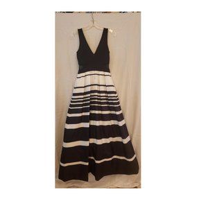 Xscape Black and White Striped floor length gown Size 2
